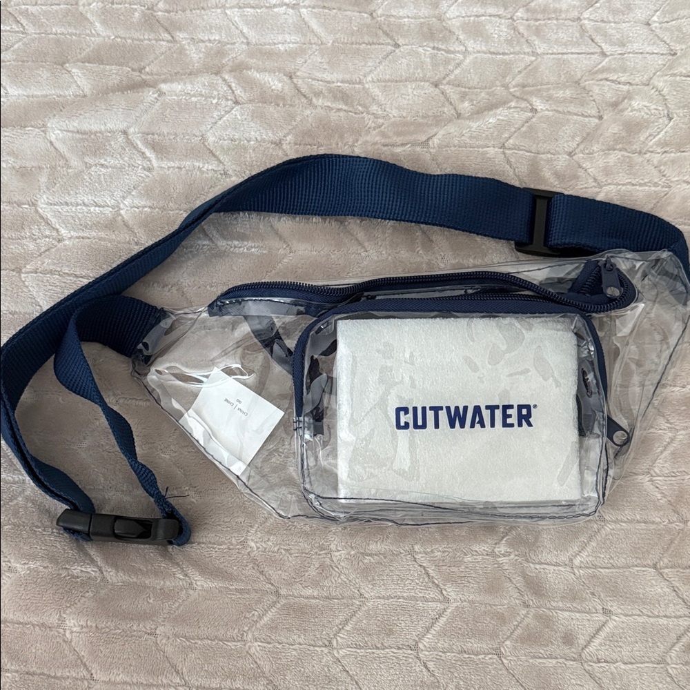 Clear Cutwater Unisex Fanny Pack with Navy Strap